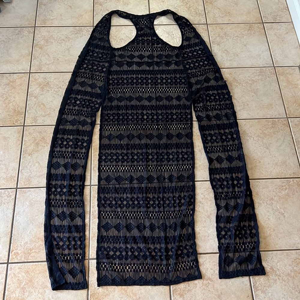 UO Out‎ From Under Navy Lace Sleeveless Duster Coverup, Sz SP